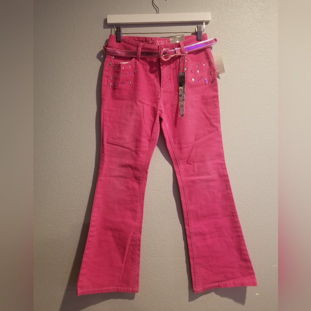 NWT Vintage Girls Bongo Jeweled Jeans Pink Size 14